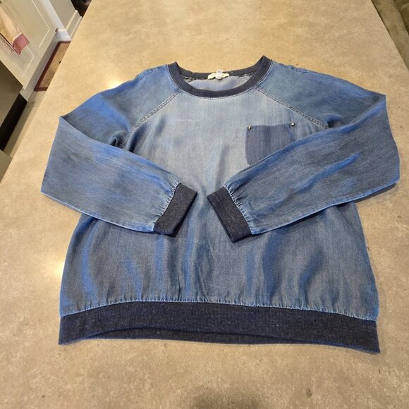 LIFE IN PROGRESS Women's Denim Chambray Long Sleeves Top - Blue - Size M… - Picture 6 of 12